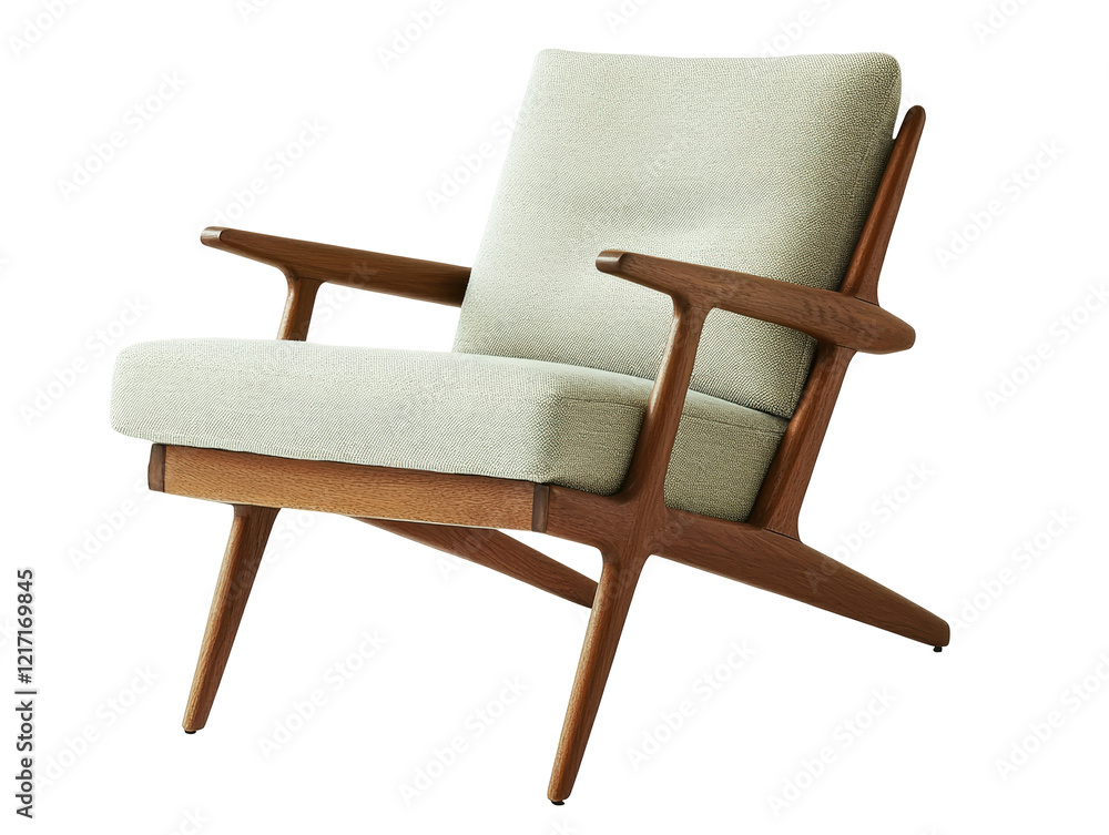 Isolated Beige Fabric Armchair with Wooden Frame Isolated Beige Fabric Armchair with Wooden Frame