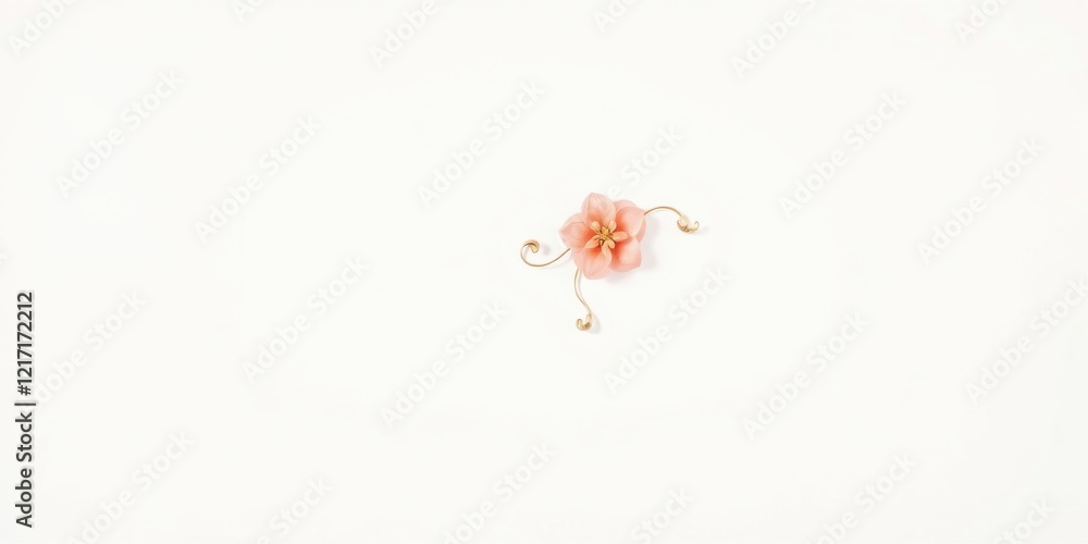 Obraz premium Delicate coral flower arrangement with gold accents on white background