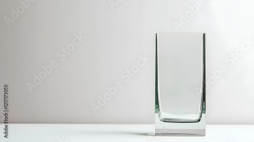 Transparent Glass Trophy in Rectangular Shape with Beveled Edges on White Background