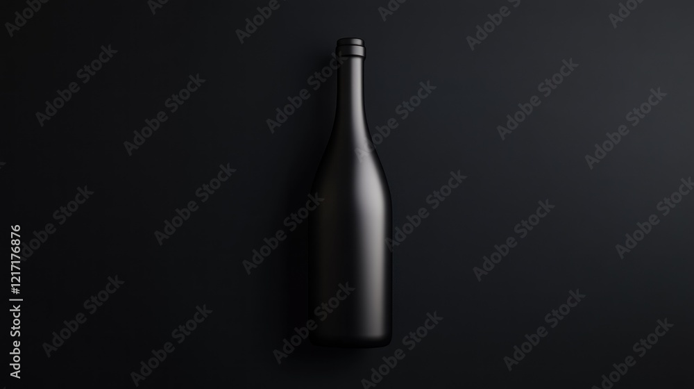 Black wine bottle on dark background; design mockup Black wine bottle on dark background; design mockup