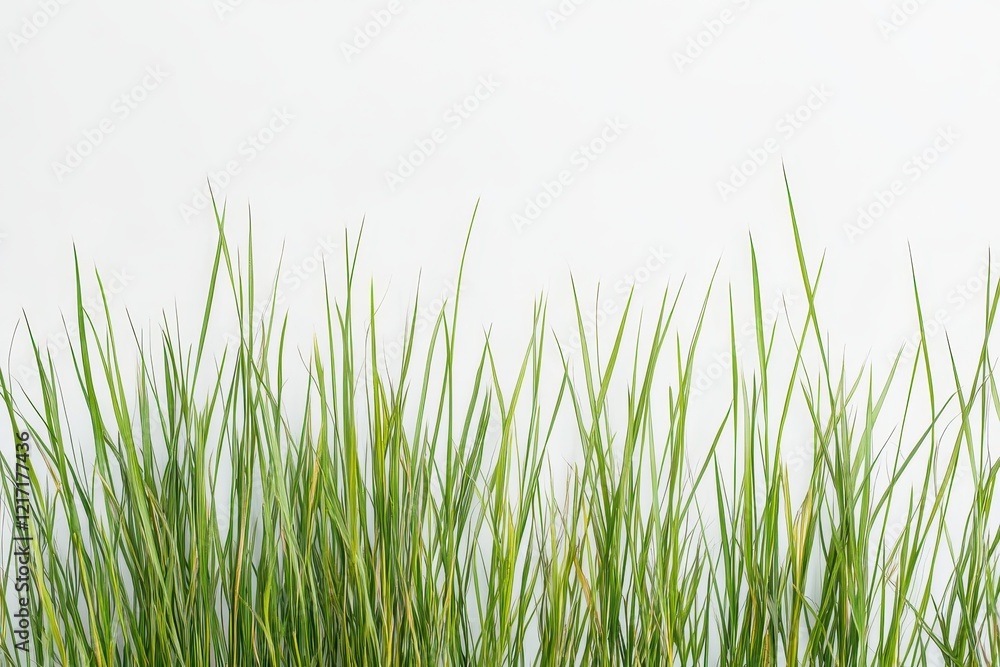 Green grass border on white background, nature backdrop Green grass border on white background, nature backdrop