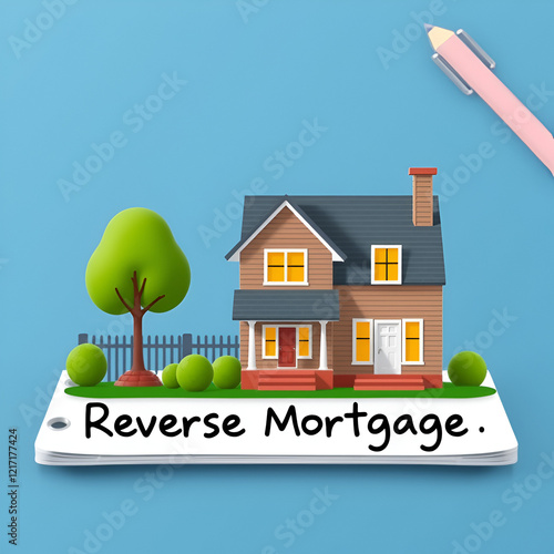 Reverse Mortgage - secured by a residential property, that enables the borrower to access the unencumbered value of the property, text concept on notepad photo