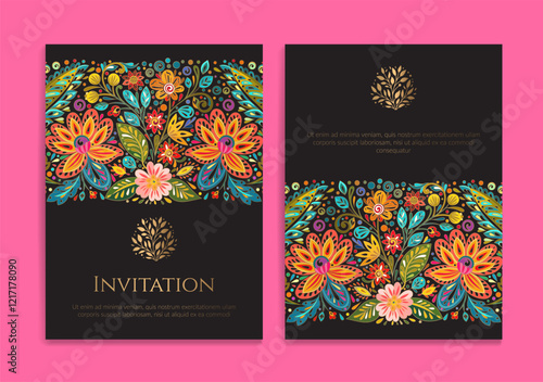 Luxury invitation card design with vector ornament pattern. Vintage template. Can be used for background and wallpaper. Elegant and classic vector elements great for decoration.