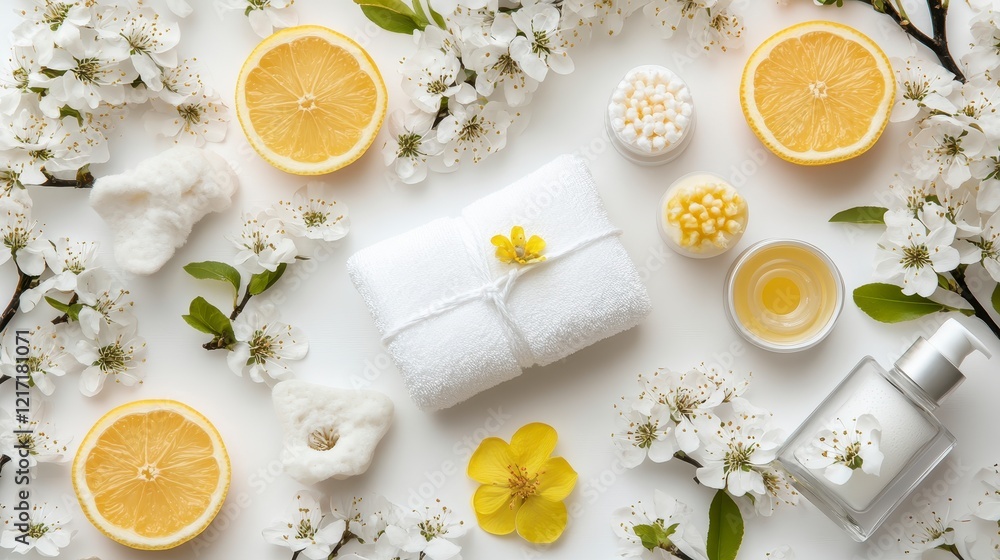 Refreshing Spa Treatment with Lemon and Flowers Refreshing Spa Treatment with Lemon and Flowers