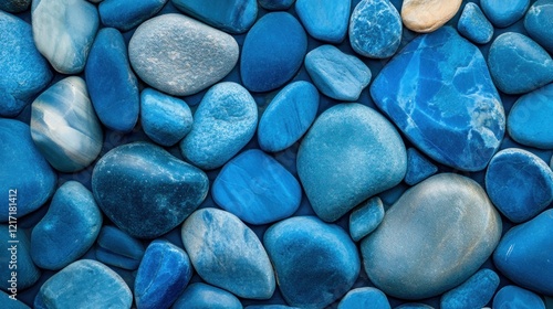 Blue pebble stone background texture.