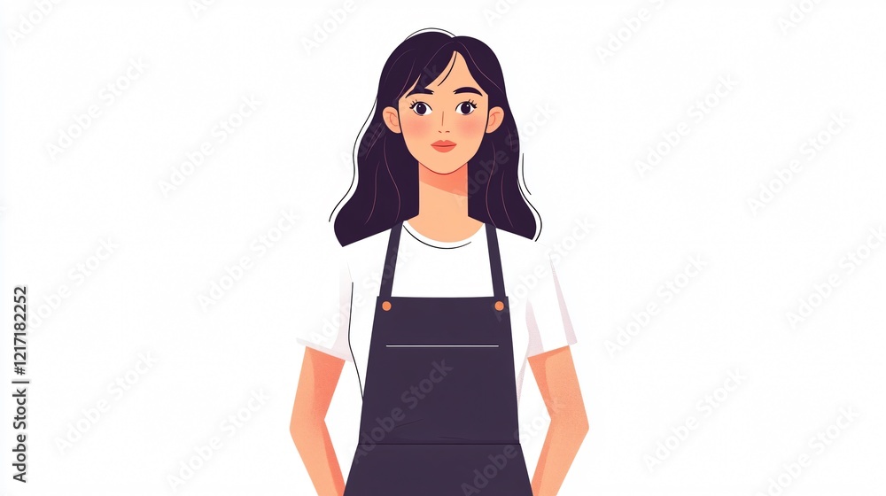 Professional Female Artist Mockup Apron Centered Wide Angle Professional Female Artist Mockup Apron Centered Wide Angle