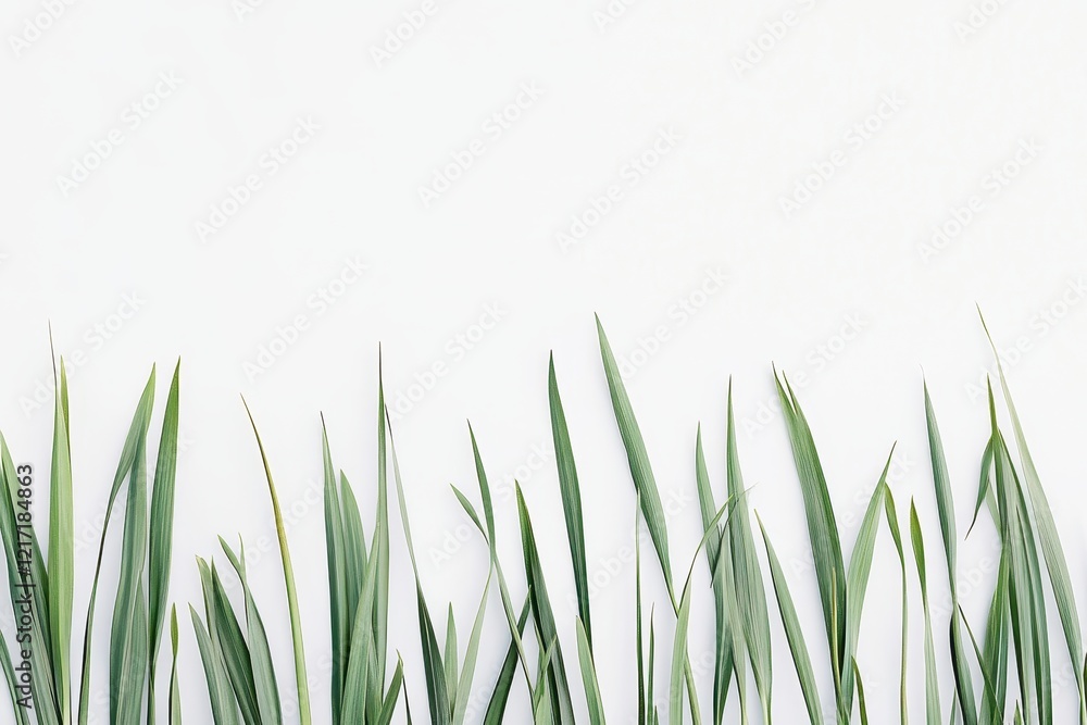 Green grass border on white background, minimalist nature design Green grass border on white background, minimalist nature design