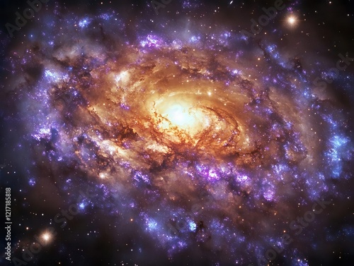 Wallpaper Mural a swirling nebula in deep space with iridescent cosmic clouds, featuring ethereal purple and turquoise hues, dotted with gleaming stars and spiral galaxies, rendered in dramatic digital art style Torontodigital.ca