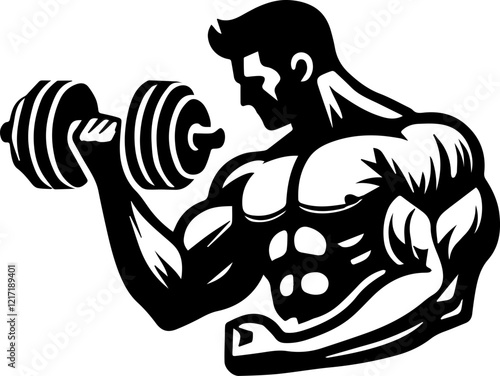 Muscular Bodybuilder and Weightlifting Icon for Fitness and Gym Branding