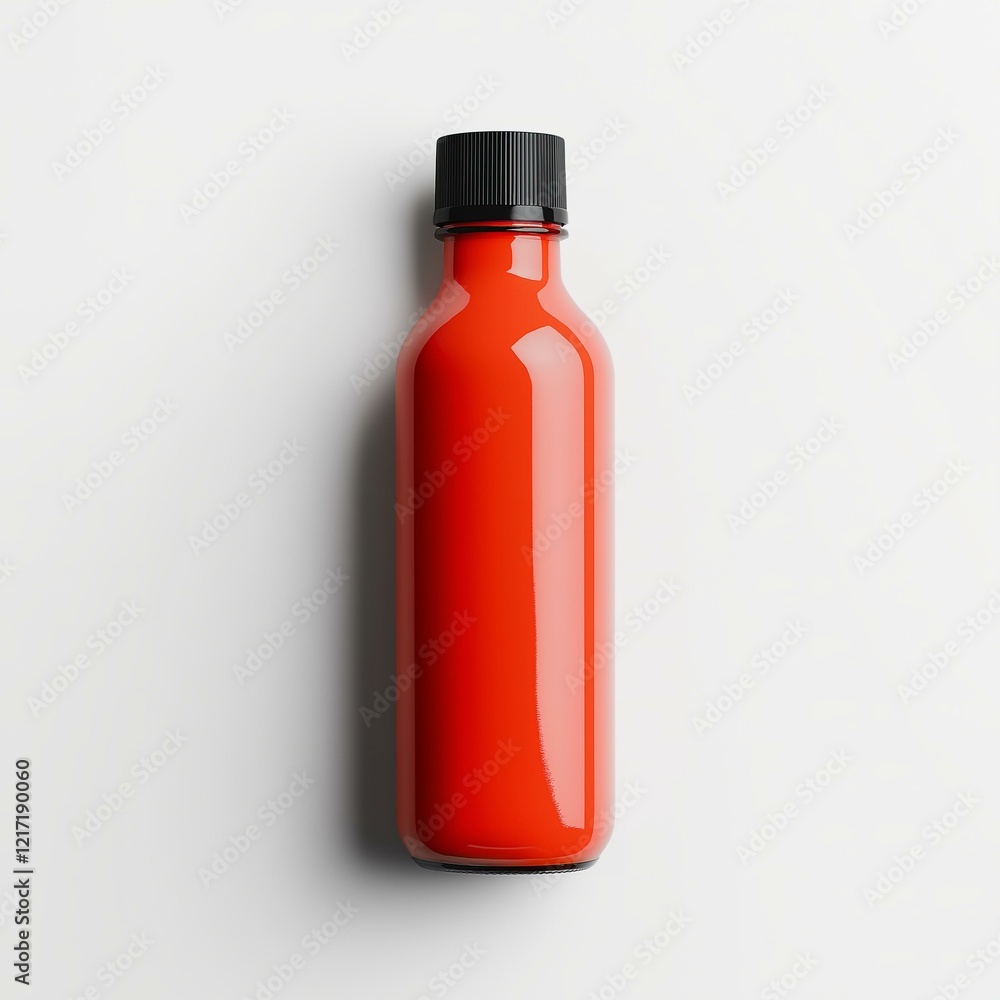 Red Drink in a Glass Bottle with Black Cap Red Drink in a Glass Bottle with Black Cap