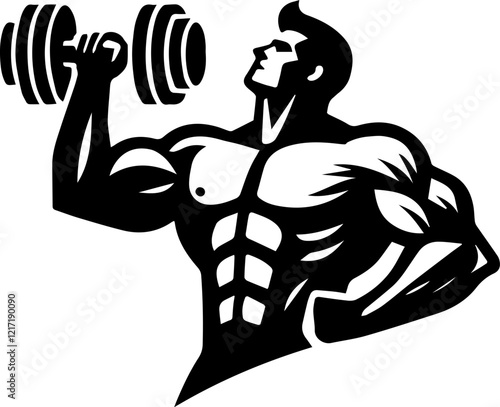 Muscular Bodybuilder and Weightlifting Icon for Fitness and Gym Branding