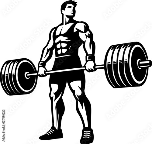 Muscular Bodybuilder and Weightlifting Icon for Fitness and Gym Branding