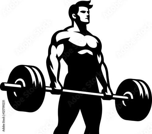 Muscular Bodybuilder and Weightlifting Icon for Fitness and Gym Branding