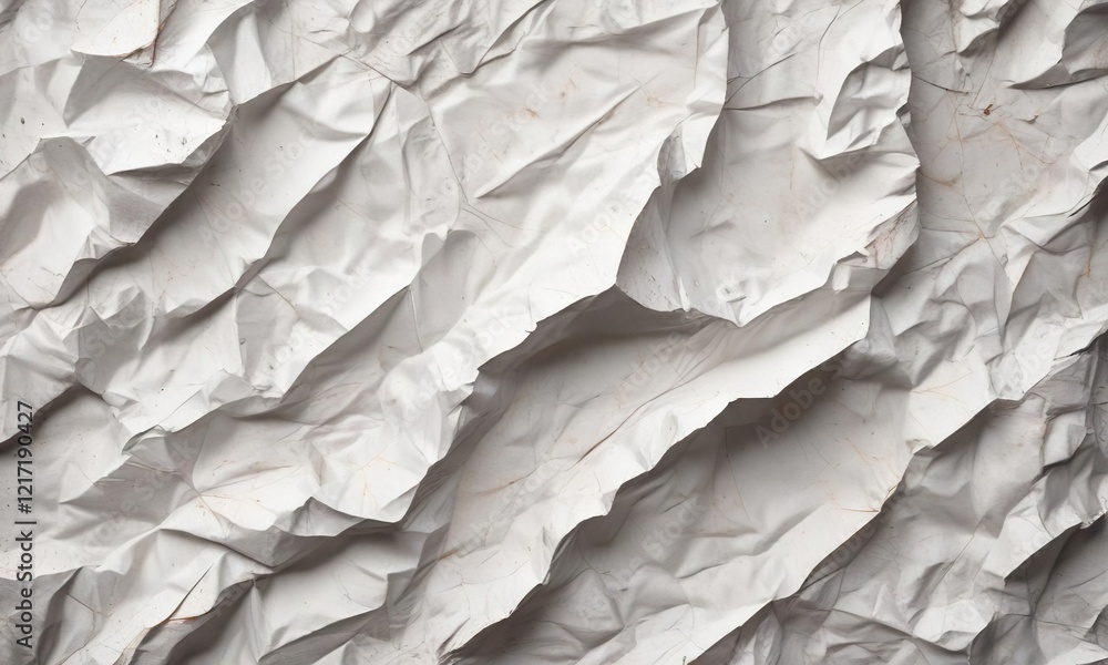 Fototapeta premium Distressed paper texture background with abstract white crumpled and creased patterns, worn paper, rough paper