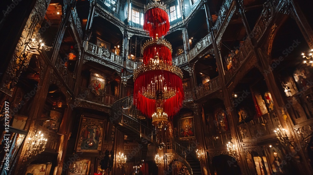 Fototapeta premium thangka paintings displayed within a Tibetan monastery Tibetan architecture