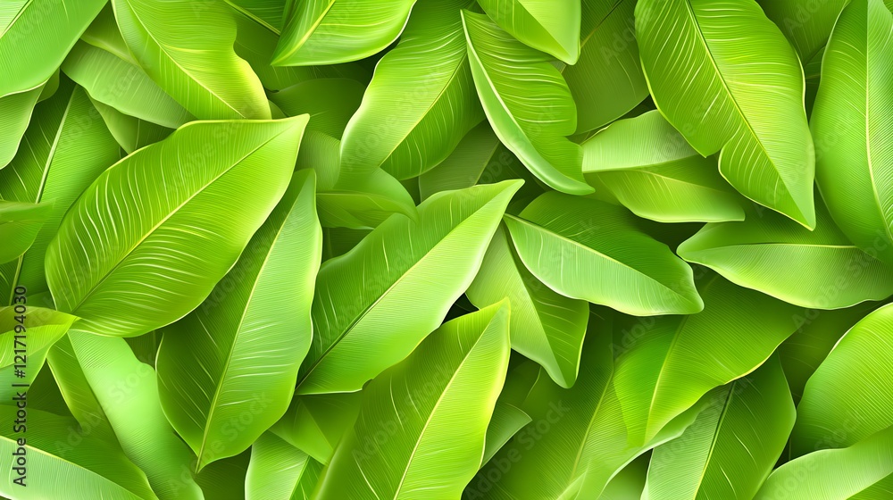 Fototapeta premium Lush Vibrant Green Jungle Leaves in High Detail for Nature Themes