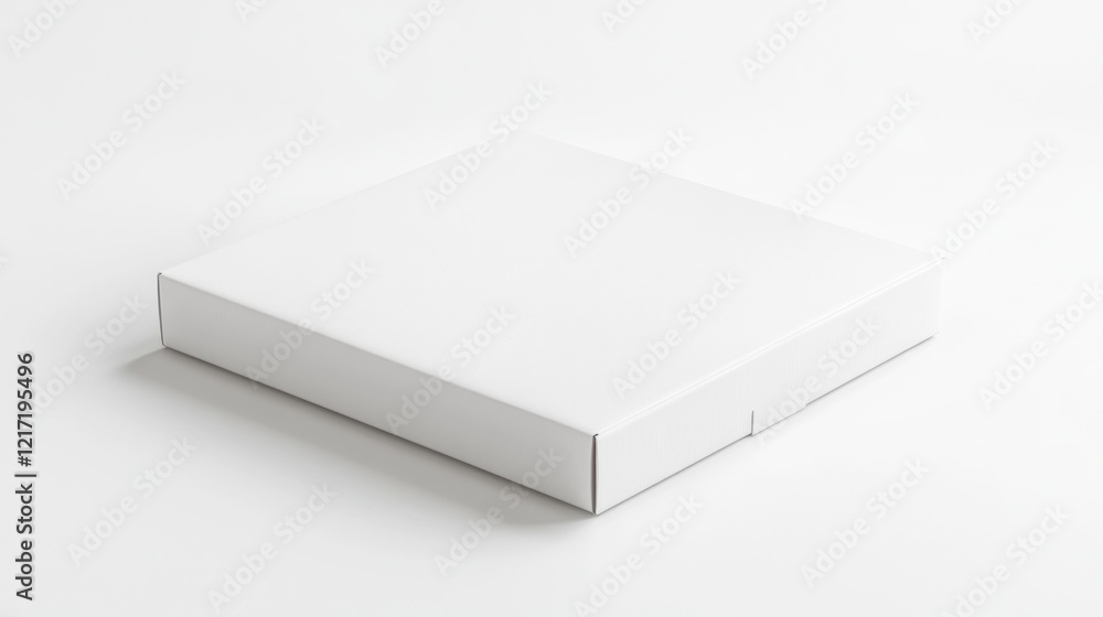 Fototapeta premium White square box on white background, product packaging mockup