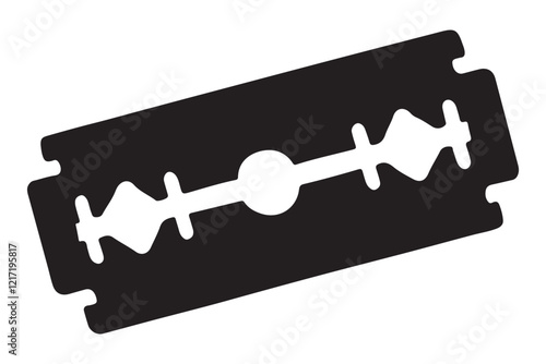 Detailed Silhouette Illustration of a Double Edge Razor Blade
