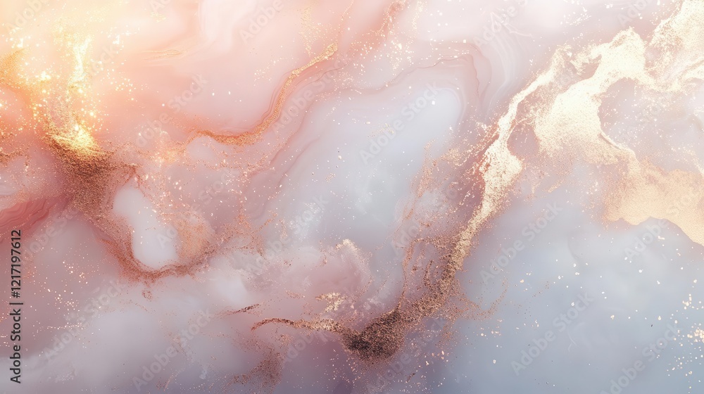 Fototapeta premium luxurious rose gold and white marble texture with delicate veining, soft ethereal glow, and crystalline structure