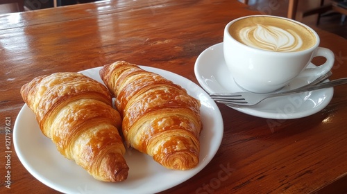 Wallpaper Mural Argentinian breakfast with medialunas (croissants), dulce de leche, and cafe con leche in a city Torontodigital.ca