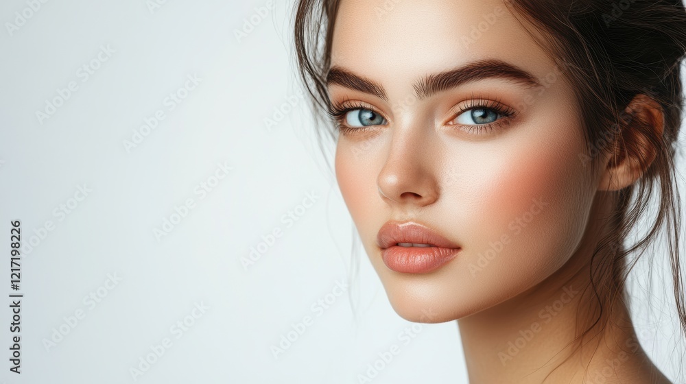 Naklejka premium Beautiful Woman with Flawless Skin and Perfect Makeup