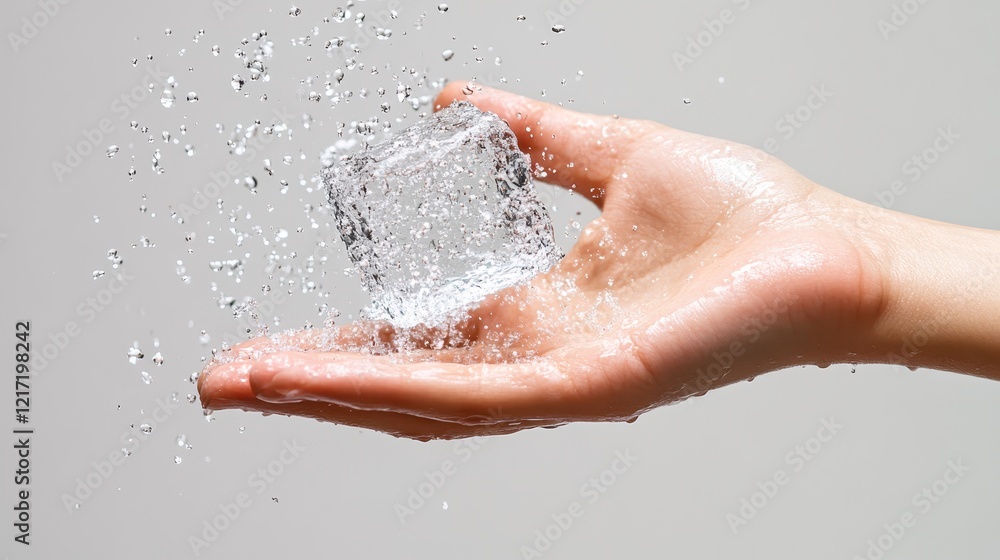 Fototapeta premium Water Drops Splashing from a Hand Dynamic Motion and Texture