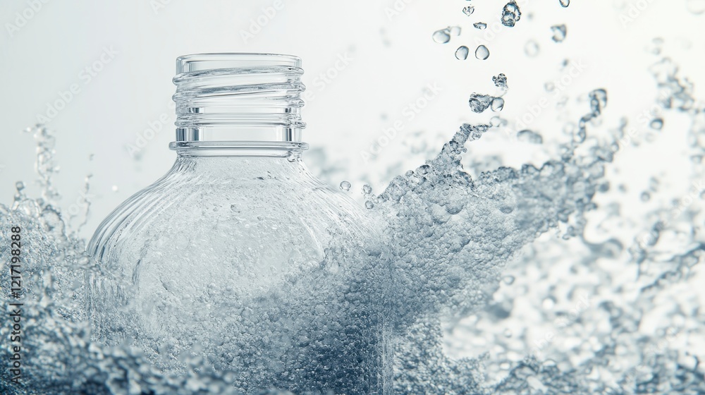 Water Splashing Around a Clear Plastic Bottle Water Splashing Around a Clear Plastic Bottle