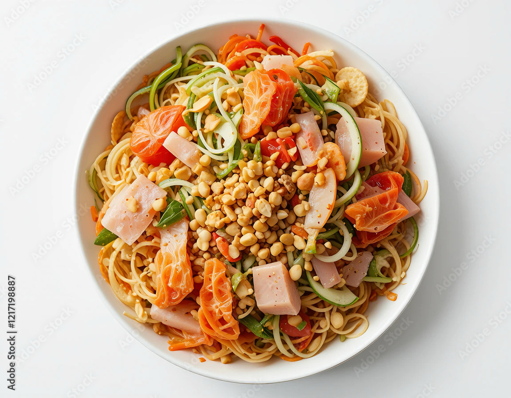 thai papaya salad Shredded vegetables arranged in a circle thai papaya salad Shredded vegetables arranged in a circle