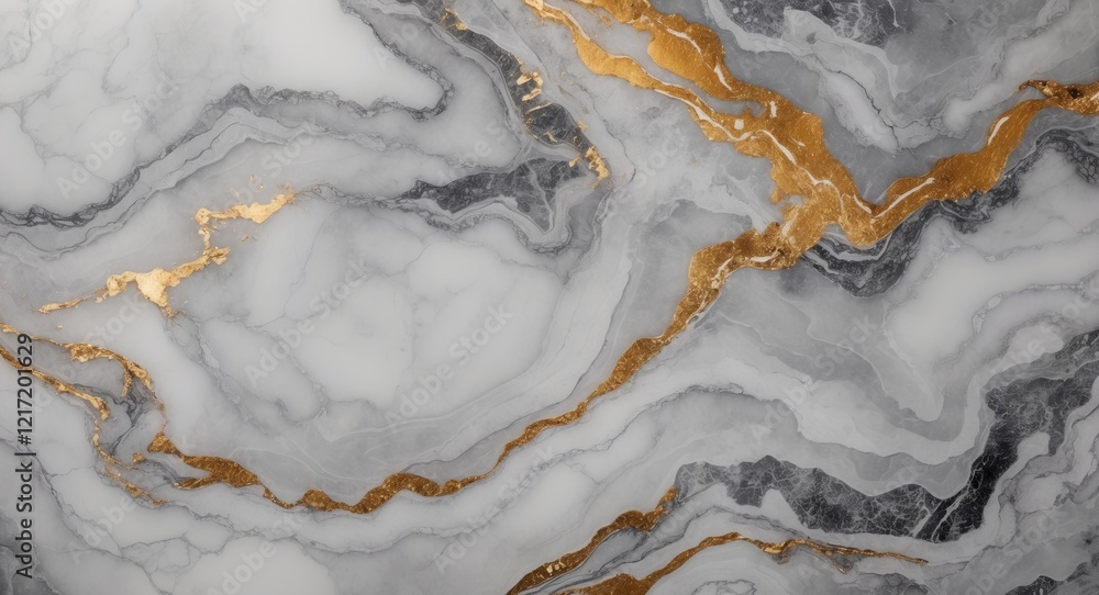 Fototapeta premium Abstract Marble Texture With Gold And Grey Accents.