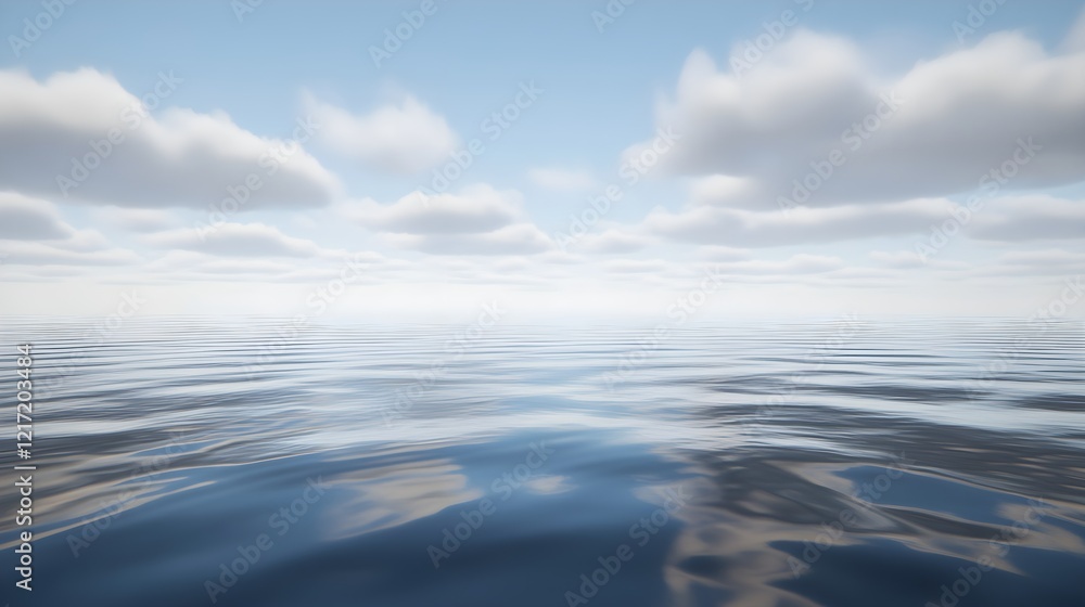 Fototapeta premium Soft Blue Sky with Gentle Clouds over Smooth Water Surface