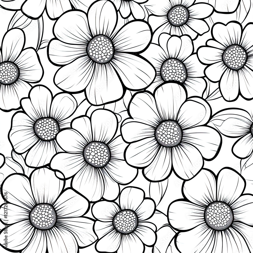 Charming Cartoon Daisy Patterns Simple Coloring Book Pages Charming Cartoon Daisy Patterns Simple Coloring Book Pages