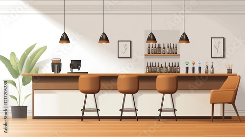 Modern bar interior with brown barstools, perfect for relaxation photo