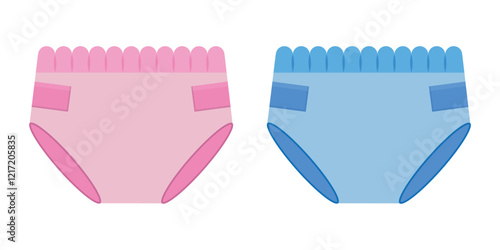 Isolated baby diaper pink and blue.