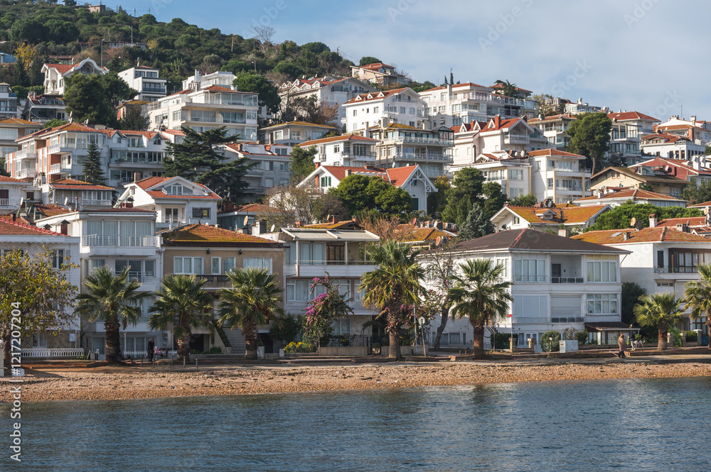 Fototapeta premium Panorama of Kinaliada island, island in the Princes' Islands in the Sea of Marmara, Istanbul, Turkey