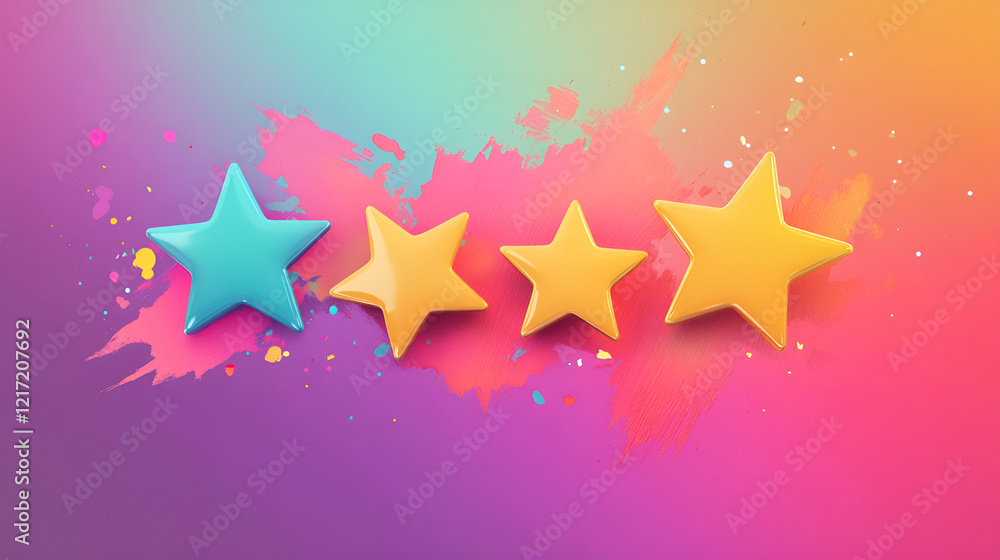 Obraz premium banner featuring five stars and the text best customer feedback on a colorful background 