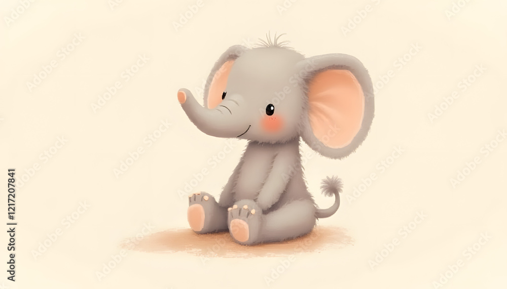 Illustration of an elephant soft, fluffy baby toy. Illustration of an elephant soft, fluffy baby toy.