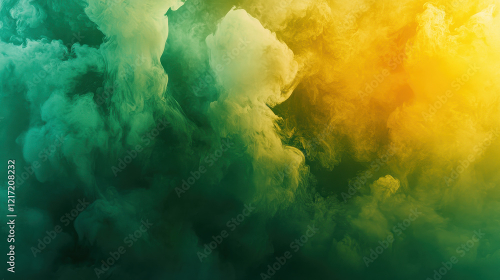 abstract art with bold horizontal strokes, utilizing vibrant emerald greens and warm sunflower yellows, incorporating a misty atmospheric effect with subtle cloud-like textures abstract art with bold horizontal strokes, utilizing vibrant emerald greens and warm sunflower yellows, incorporating a misty atmospheric effect with subtle cloud-like textures