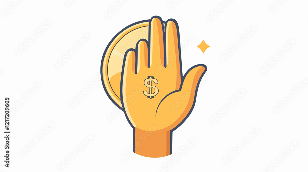 Obraz premium Peso Symbol Coin with Hand Up Wide Angle