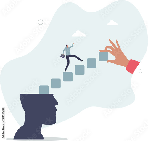 Personal development, self improvement or motivation to activate full potential,flat characters.