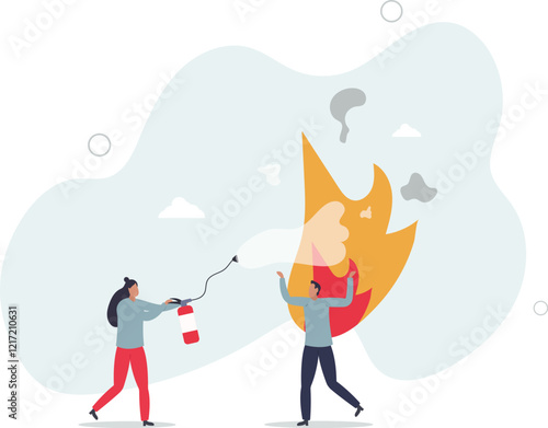 Mentorship or support to help employee burnout, fatigue or overworked, people management or brain cool down to reduce anxiety concept.flat characters.