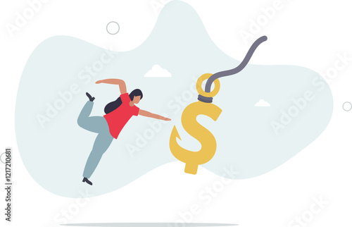 Financial fraud, illegal investment scam or ponzi scheme stealing money from greedy people concept.flat characters.
