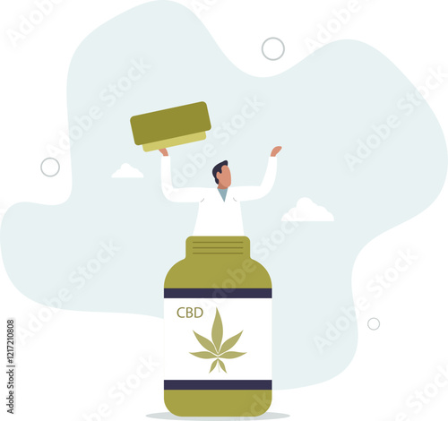 Medical cannabis, legal extract marijuana oil for medical use to cure disease concept.flat characters.