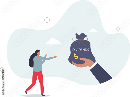 Dividend stocks, public company payback profit in stock market, return or profit from investment concept.flat characters.