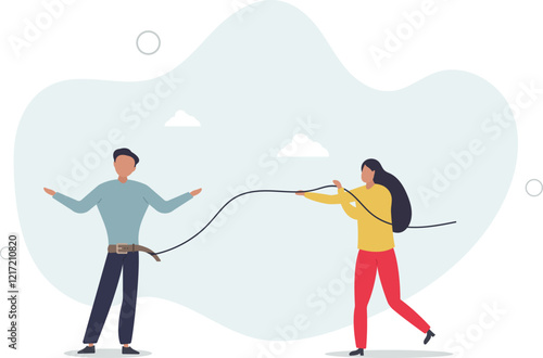 Fotografia Tighten the belt, reduce spending in economic recession, cut budget to save business to survive or frugality concept