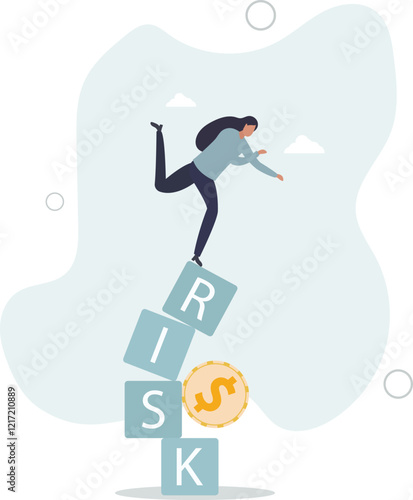 Investment risk, volatility and fluctuation in stock market that price will drop, stability and uncertainty concept.flat characters.