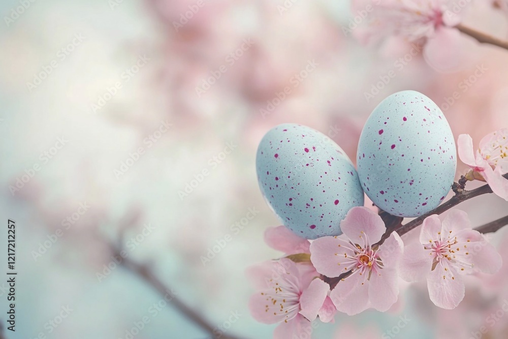 Easter eggs on a flowering branch.