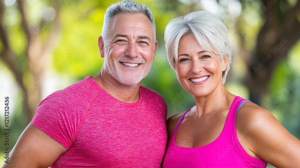 Happy Mature Couple Smiling Together in Outdoor Natural Environment Happy Mature Couple Smiling Together in Outdoor Natural Environment