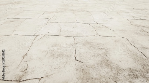 Cracked dry earth surface with visible fissures, ideal for environmental themes and textures photo