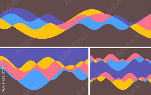 3D abstract wavy background with bright colors. Motion sound wave. Cover design template. 3d vector illustration for banner, flyer, poster or brochure.