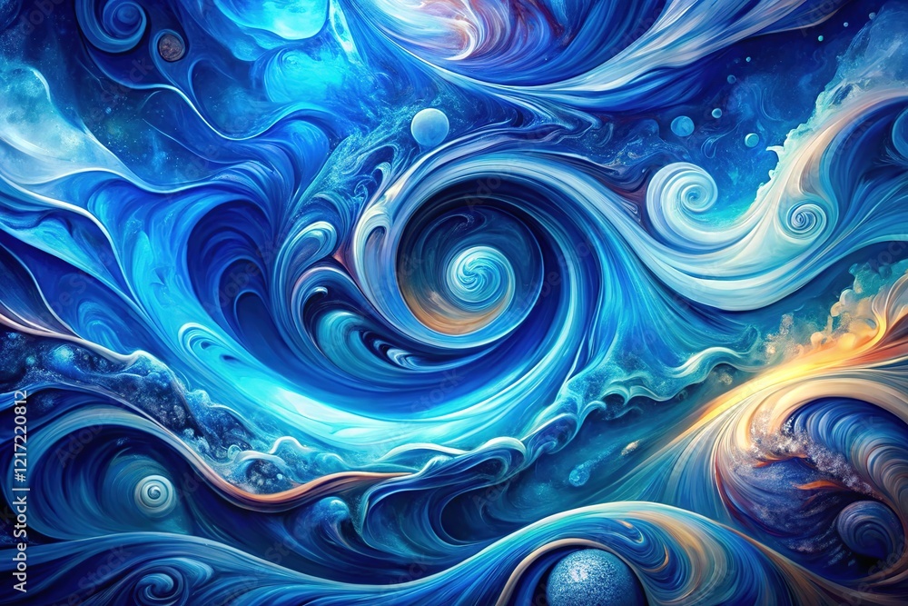 Digital art: a dreamy, panoramic blue abstract. Digital art: a dreamy, panoramic blue abstract.